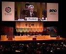 Ministro do Meio Ambiente do Japão e presidente da COP 10, Ryu Matsumoto, fala na abertura da conferência.