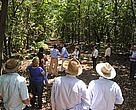 Parceiros locais reunidos para acompanhar ações de reflorestamento na região.