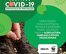 Capa da cartilha "Covid-19 - Protocolo de Prevenção", que contém orientações voltadas para a agricultura familiar e povos tradicionais